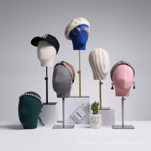 Female Mannequin Head With Base Adjustable Colorful Hat Jewelry Wig Display Rack Head Model Half Body Suede Head Stand Manikin